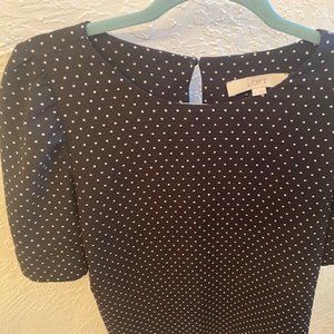 Black and White Short Sleeve Puff Blouse